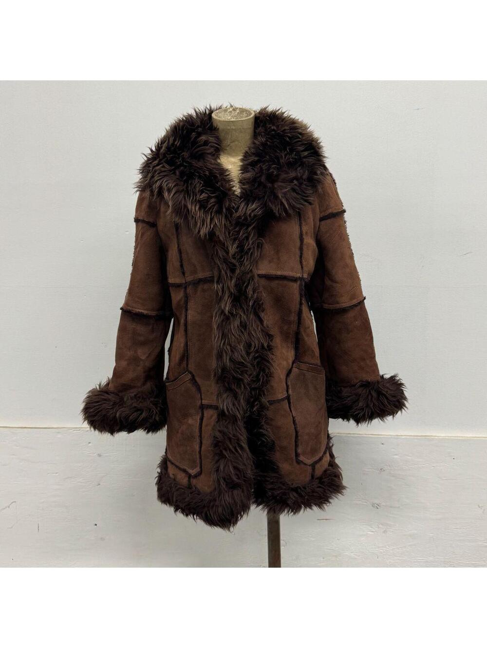 Vintage Rotiny Japan Chocolate Brown Shearling Penny Lane Afghan Coat